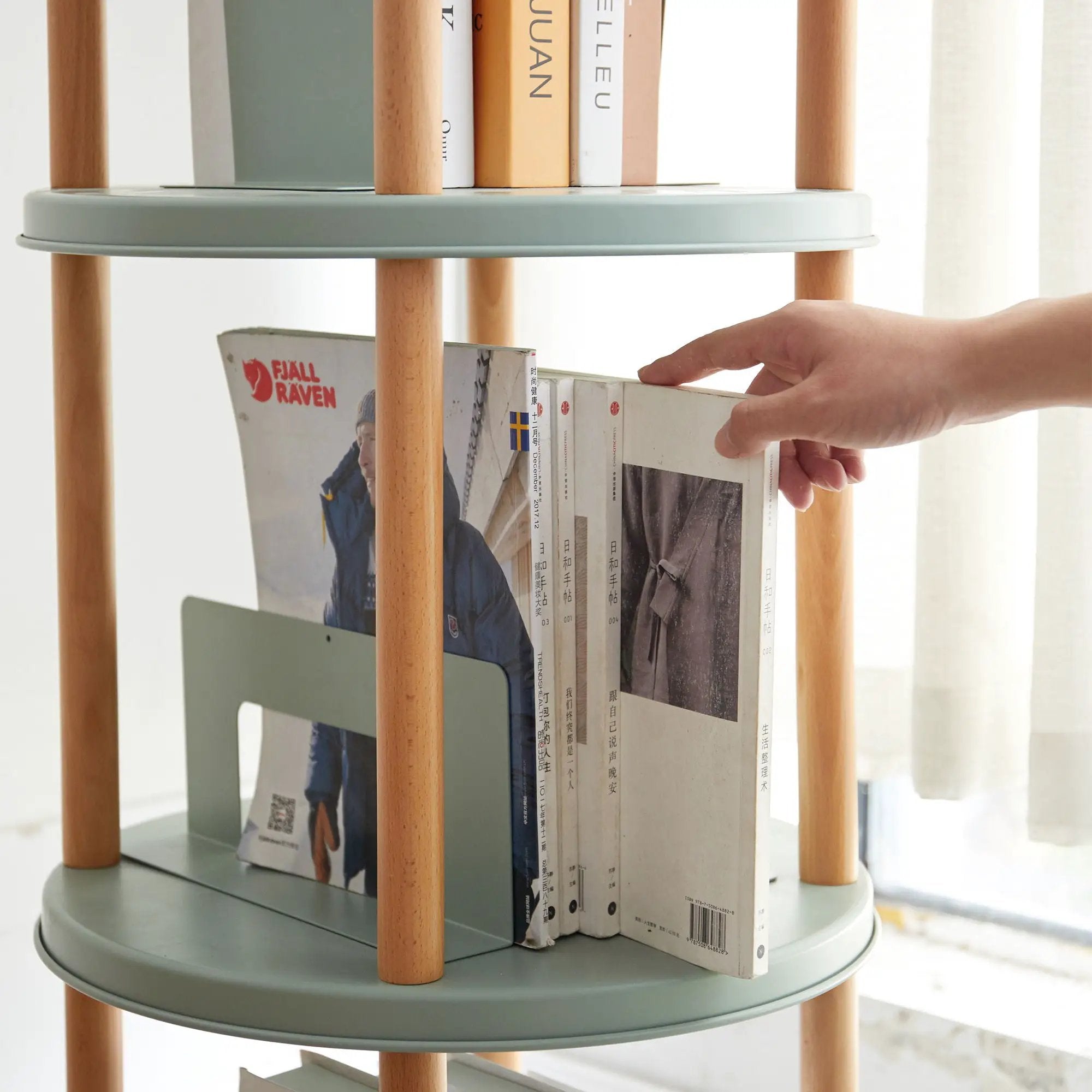 Storage Shelf, 360° Rotating Bookshelf, Bookcase With Large-Capacity Storage Space, Multifunctional Storage Rack, Compact Design For Living Room by HouseOfZazla