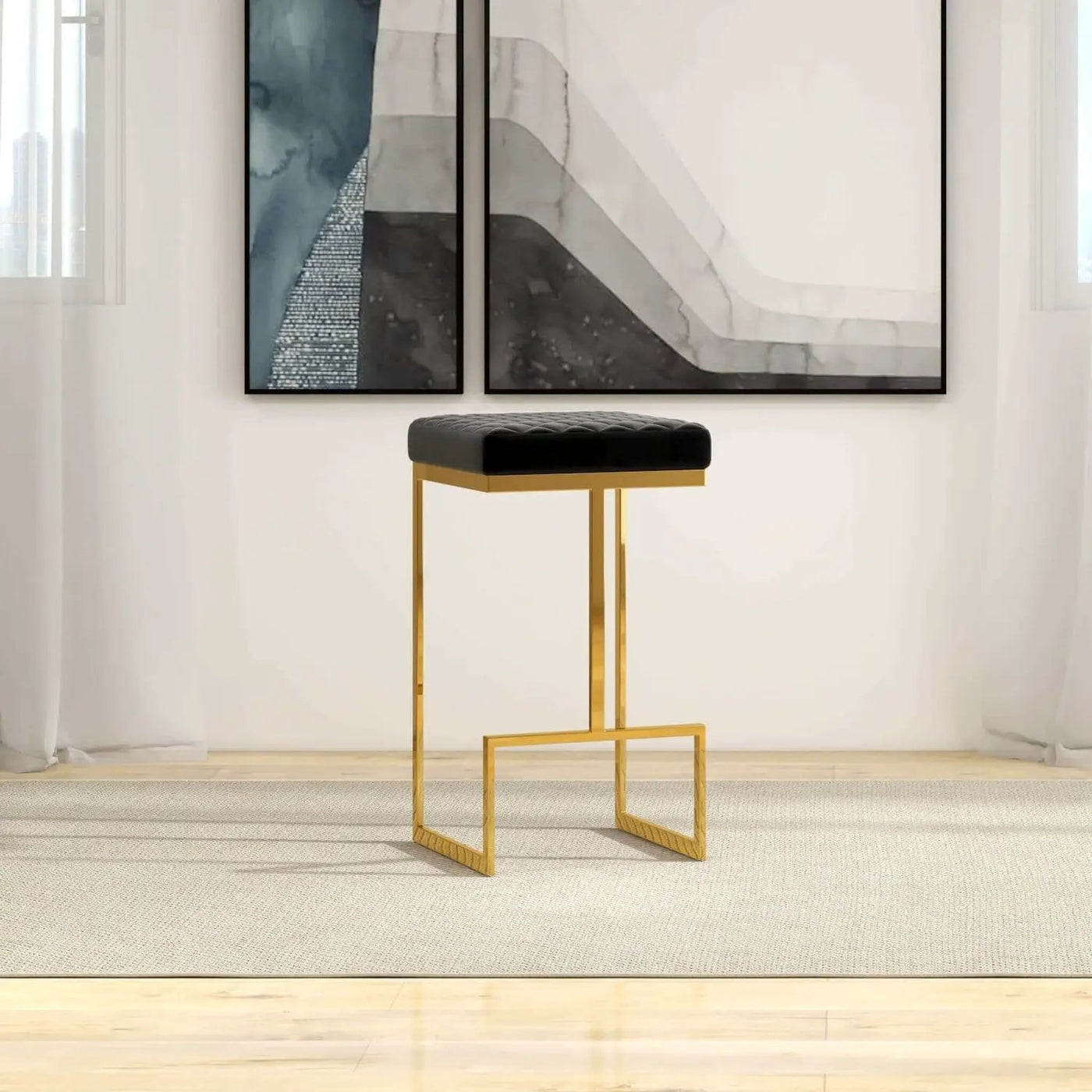 Joel - Mid Century Modern Luxury Upholstered Stool by HouseOfZazla