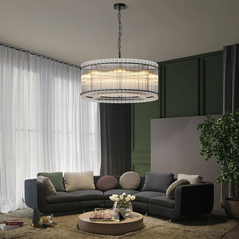 37-Inch Modern Black Round 8-Light Crystal Chandelier by HouseOfZazla