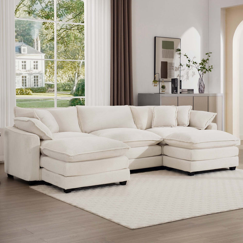 Modern Oversized Modular Cushion Sofa With Ottoman, Low Back, Deep Seating Sofa Set by Unique Piece Furniture