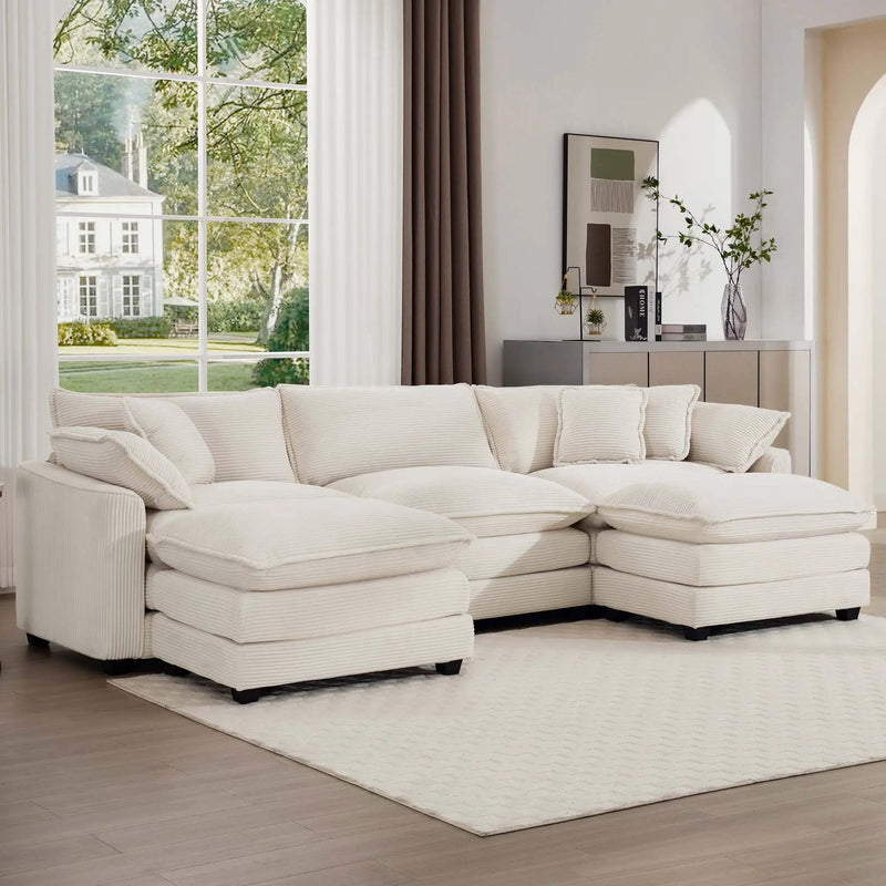 Modern Oversized Modular Cushion Sofa With Ottoman, Low Back, Deep Seating Sofa Set by Unique Piece Furniture