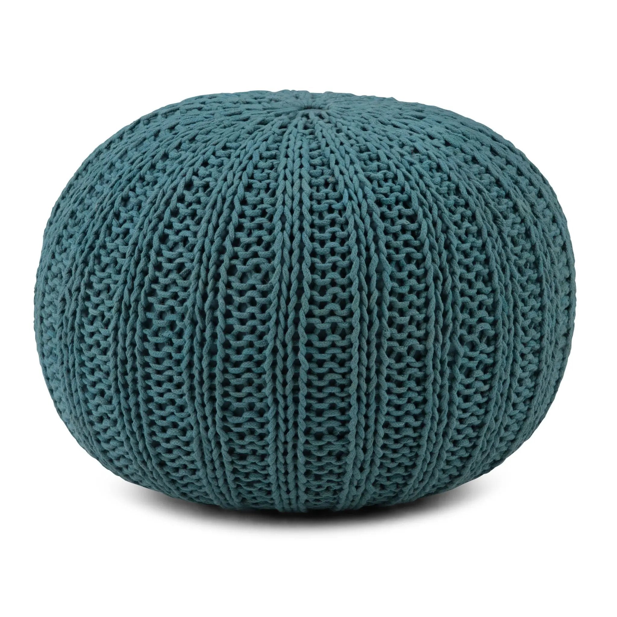 Shelby - Handcrafted Hand Knit Round Pouf by HouseOfZazla