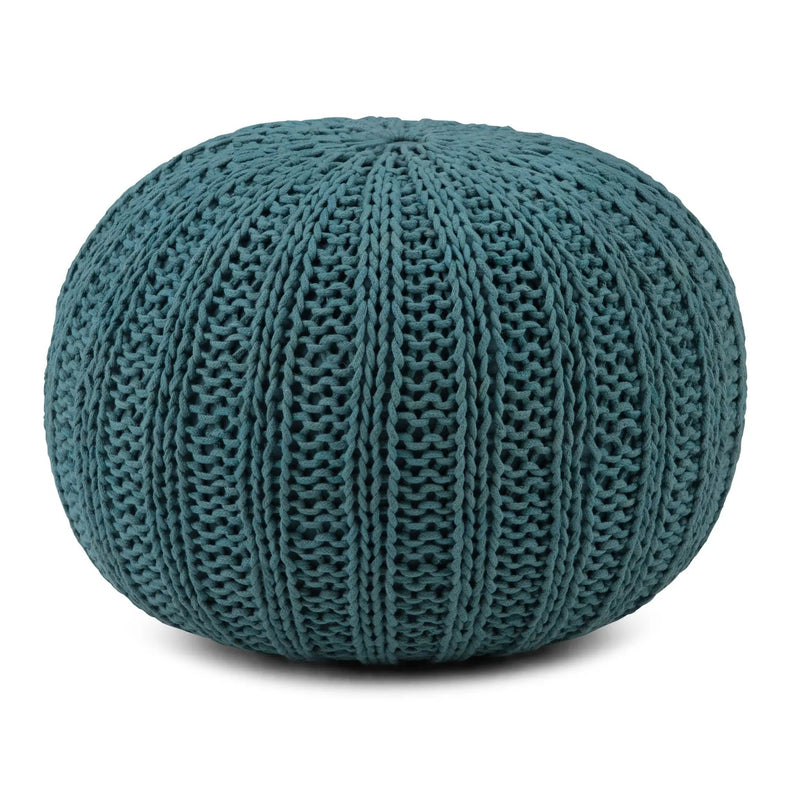 Shelby - Handcrafted Hand Knit Round Pouf by HouseOfZazla