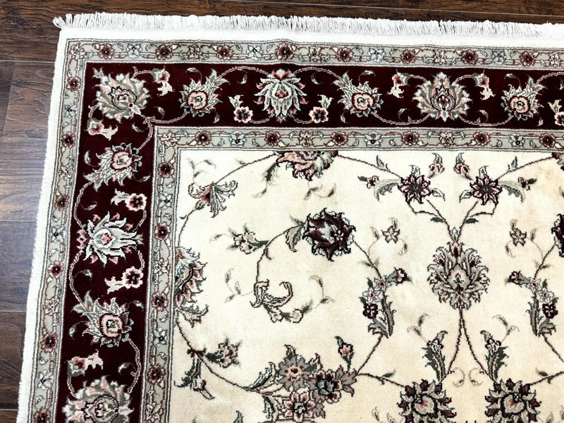 Ivory and Burgundy Pak Persian Rug 6x9 by Jewel Rugs