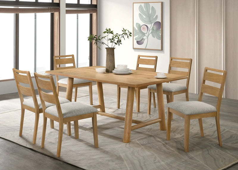 Duncan 7-piece Rectangular Wood Dining Table Set Washed Oak by Unique Piece Furniture