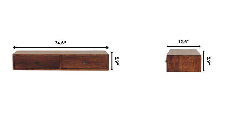 Lunar - 2 Drawer Wall Mounted Console - Brown by HouseOfZazla