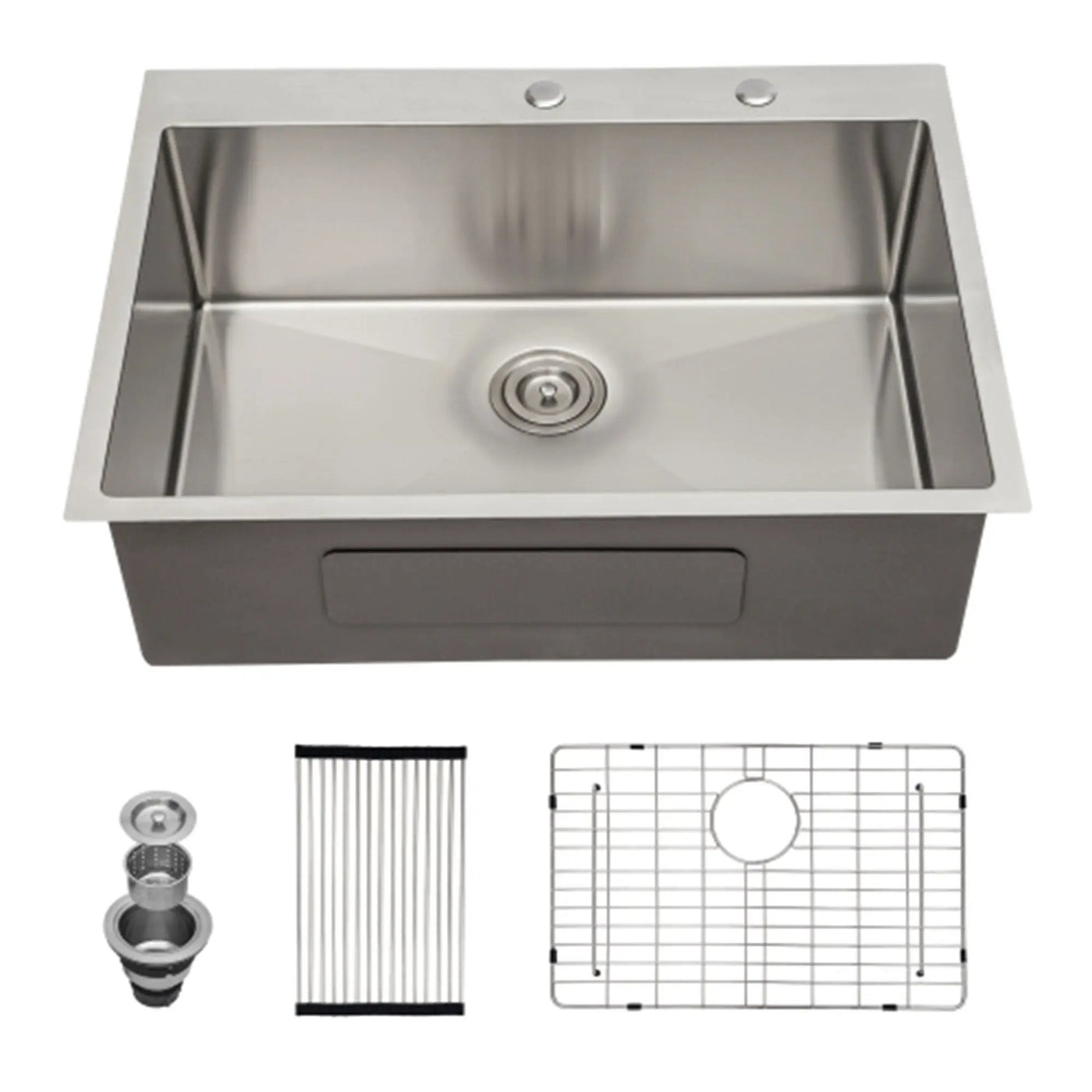 Drop In Kitchen Sink, 16 Gauge Stainless Steel, Single Bowl, Topmount Basin by HouseOfZazla