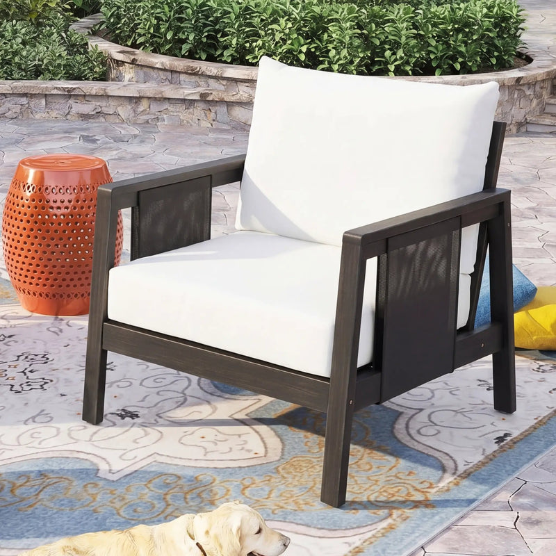 Outdoor Club Chair with Acacia Wood Frame by HouseOfZazla