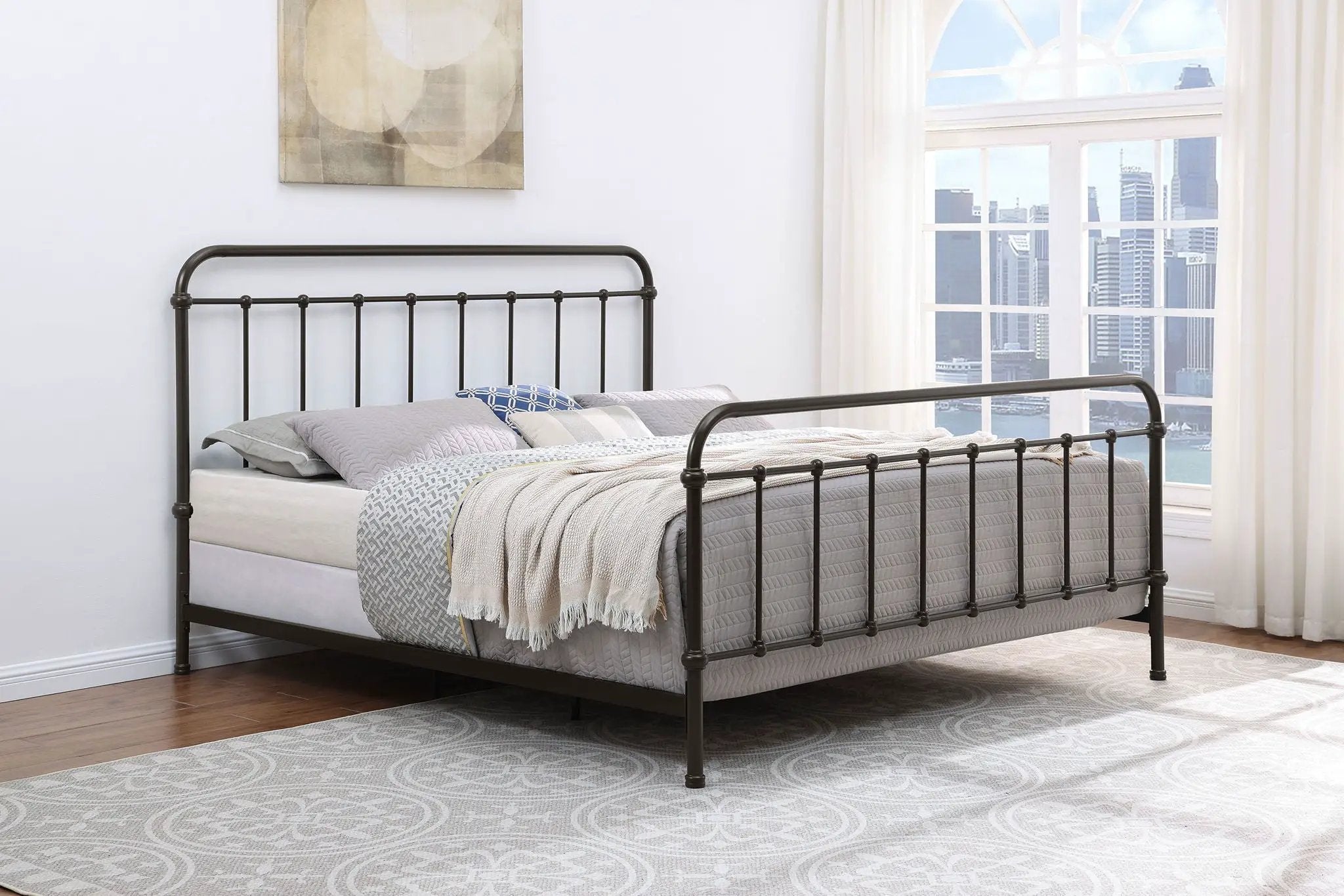 Livingston Metal Eastern King Open Frame Bed Dark Bronze by Unique Piece Furniture