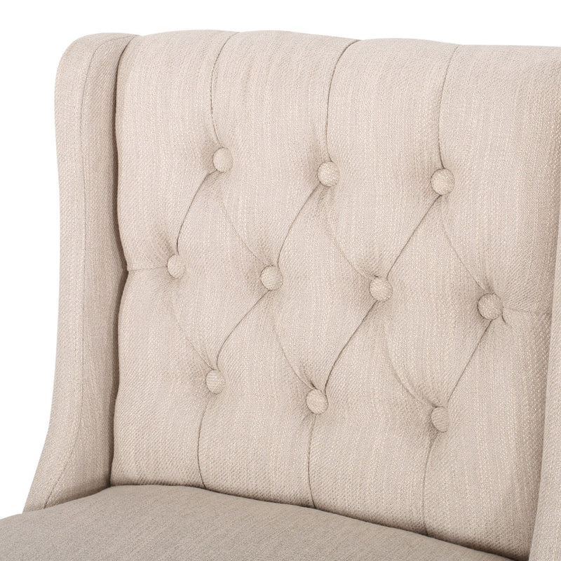Solstara Upholstered Dining Barstool with Button Tufted and Wing Back by HouseOfZazla