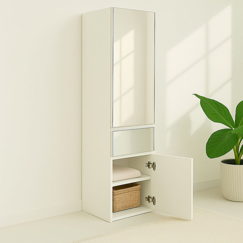 Elise - Slim Modular Closet Cabinet With Mirror - White by HouseOfZazla
