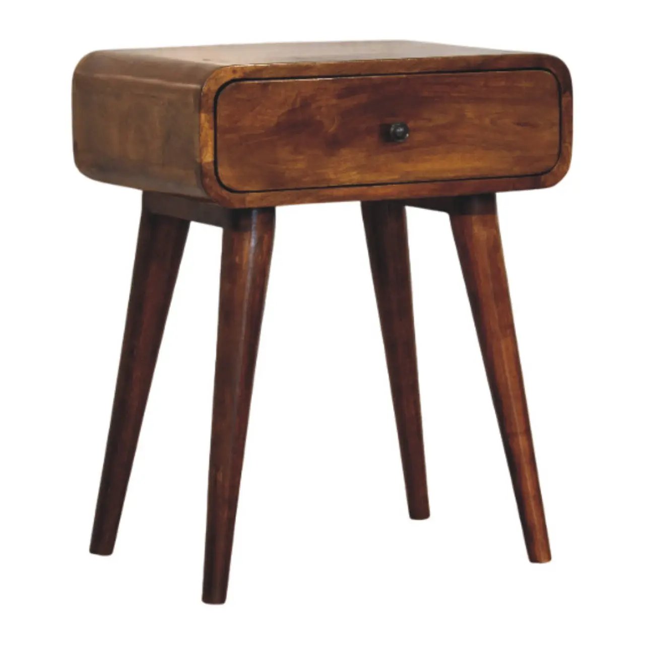 Avora Chestnut Nightstand with 1-Drawer, Nordic Legs by HouseOfZazla