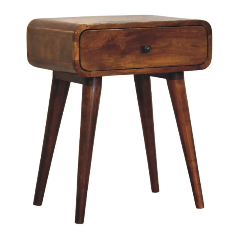 Avora Chestnut Nightstand with 1-Drawer, Nordic Legs by HouseOfZazla
