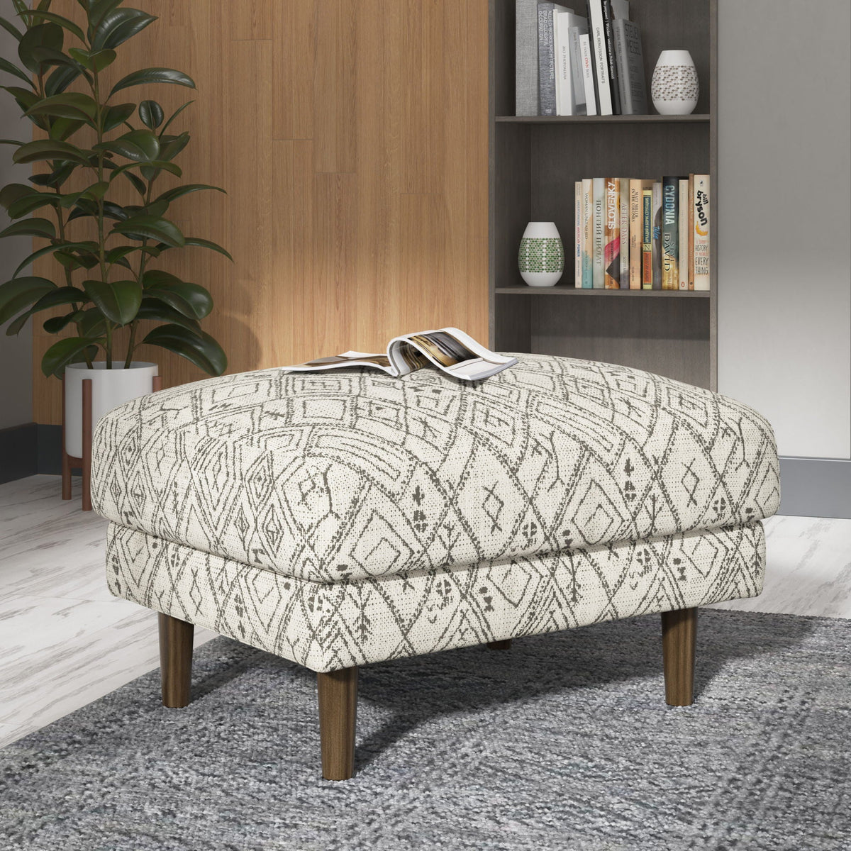 Abstract Ottoman - Upholstered Ottoman with Engineered Wood Frame - Black, photo 7 of 7