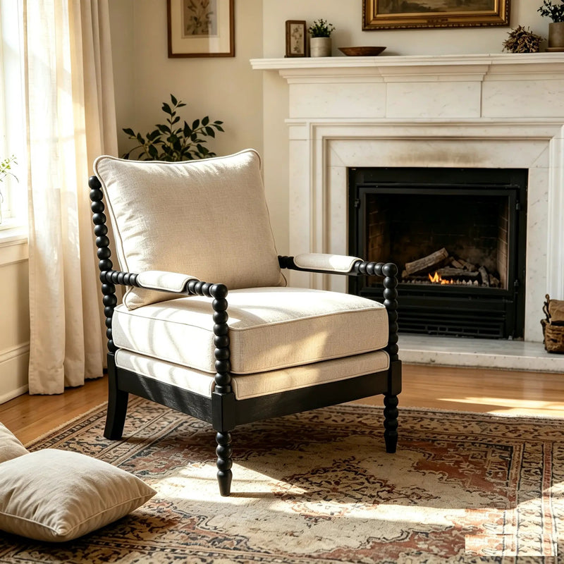 Rubber Wood Accent Chair - Upholstered Fabric Leisure Chair by HouseOfZazla
