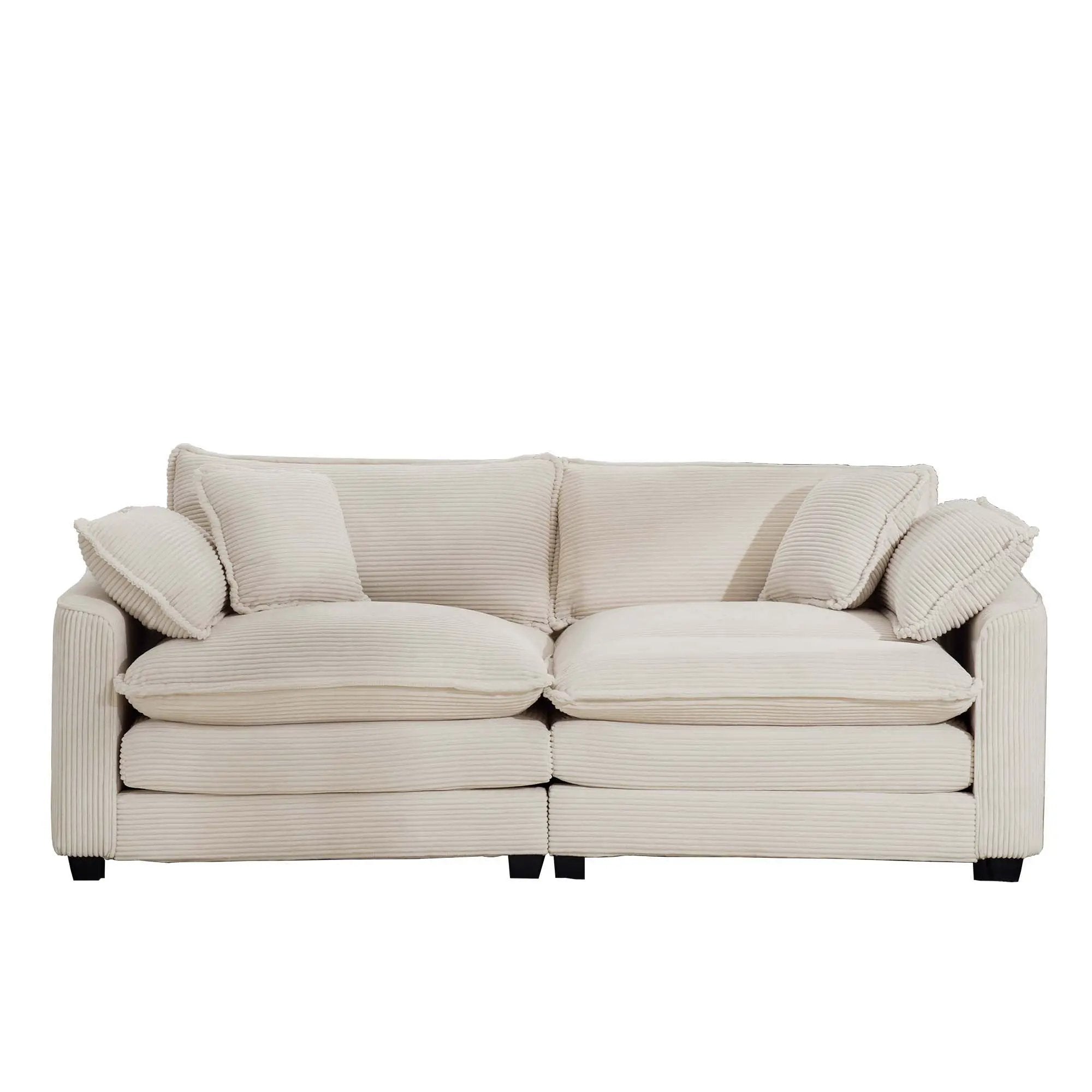Modern 2 Seater With 4 Pillows, Upholstered Deep Seating Loveseat by HouseOfZazla