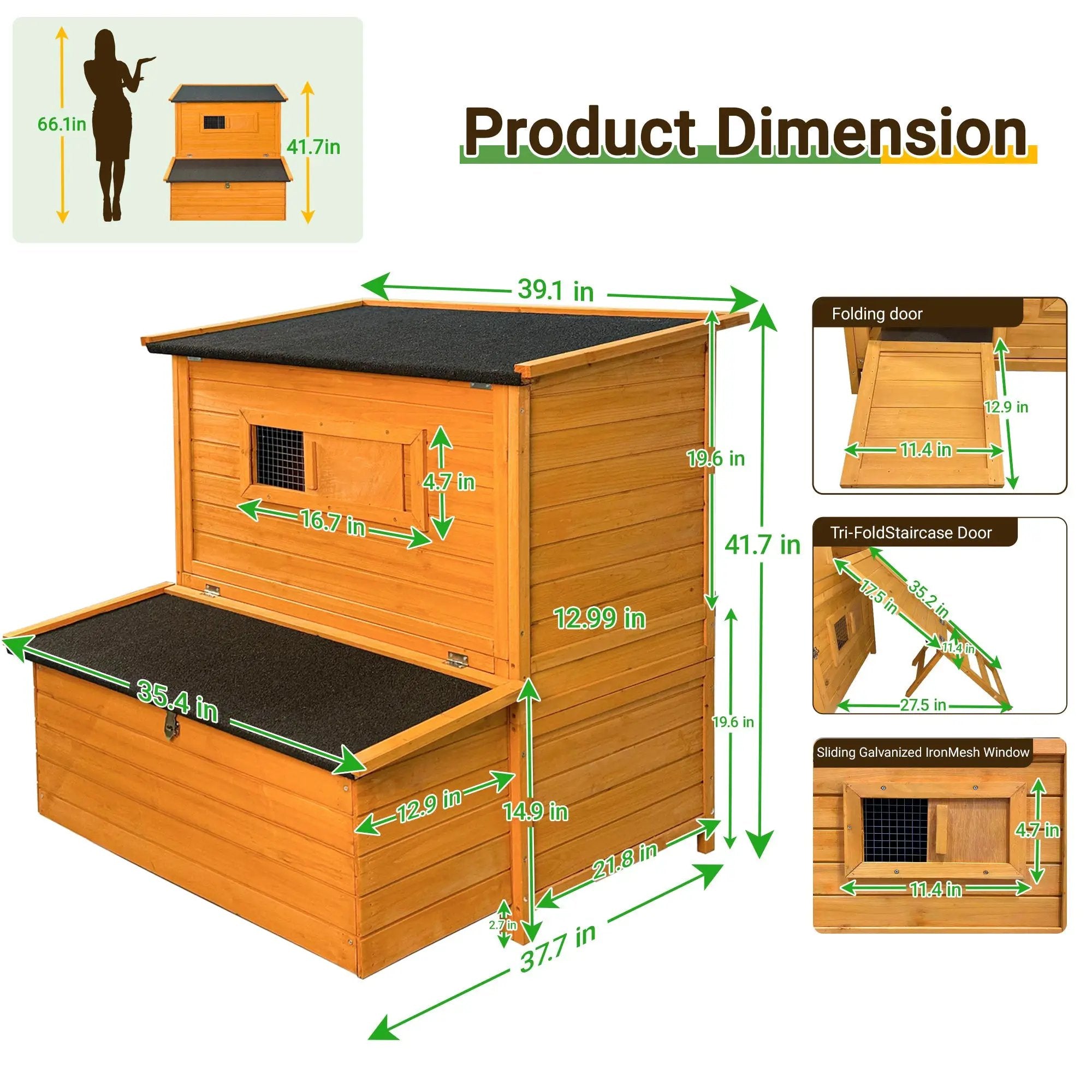 Double-House Wooden Chicken Coop for 6-8 Chickens by HouseOfZazla