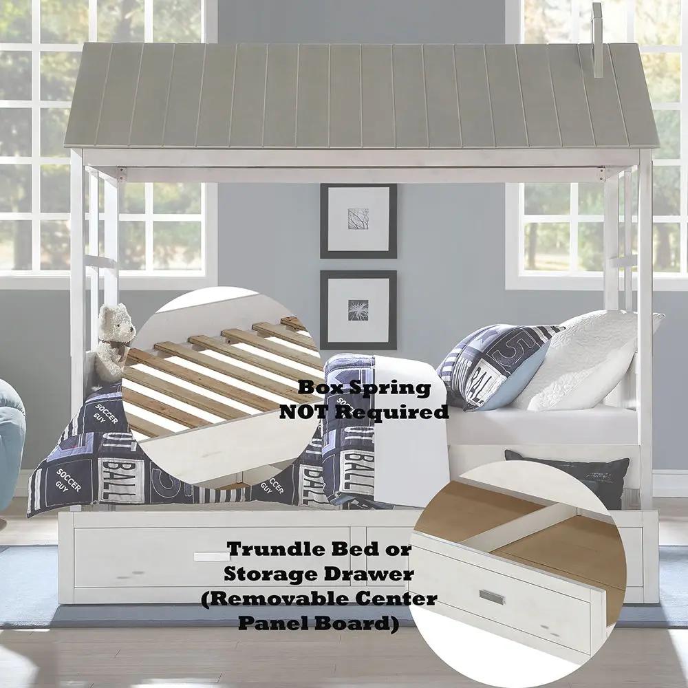 Tree House II - Twin Bed - Weathered White & Washed Gray by Unique Piece Furniture