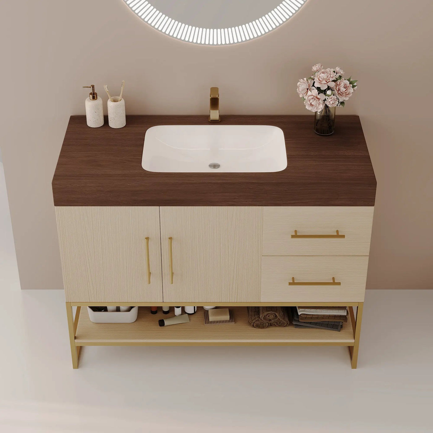 36" Modern Free-Standing Bathroom Vanity with Seamless Ceramic Sink & Sintered Stone Top by HouseOfZazla
