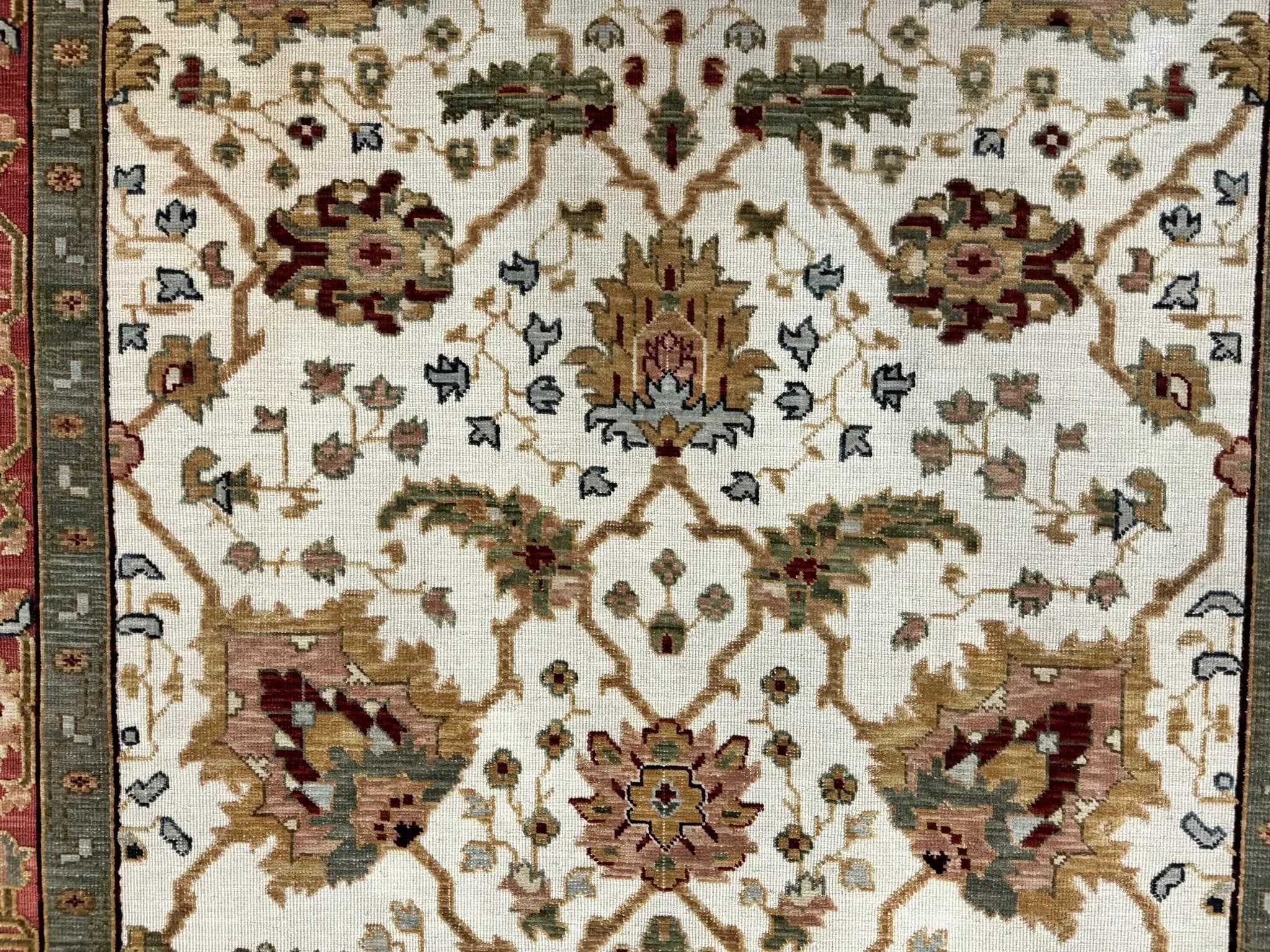 Flatweave Soumak Rug 6x9, Nourison Rug, Wool Handmade, Floral, Ivory by Jewel Rugs