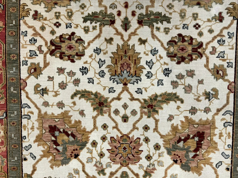 Flatweave Soumak Rug 6x9, Nourison Rug, Wool Handmade, Floral, Ivory by Jewel Rugs
