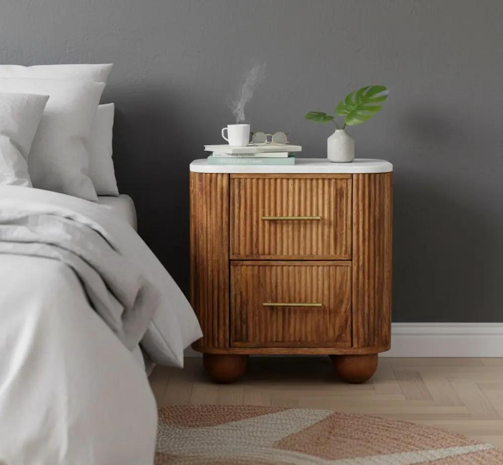 Artisan Furniture Solid Wood Aurora Marble Nightstand by HouseOfZazla
