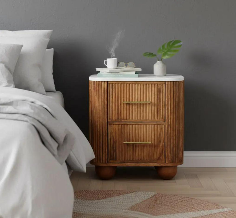 Artisan Furniture Solid Wood Aurora Marble Nightstand by HouseOfZazla