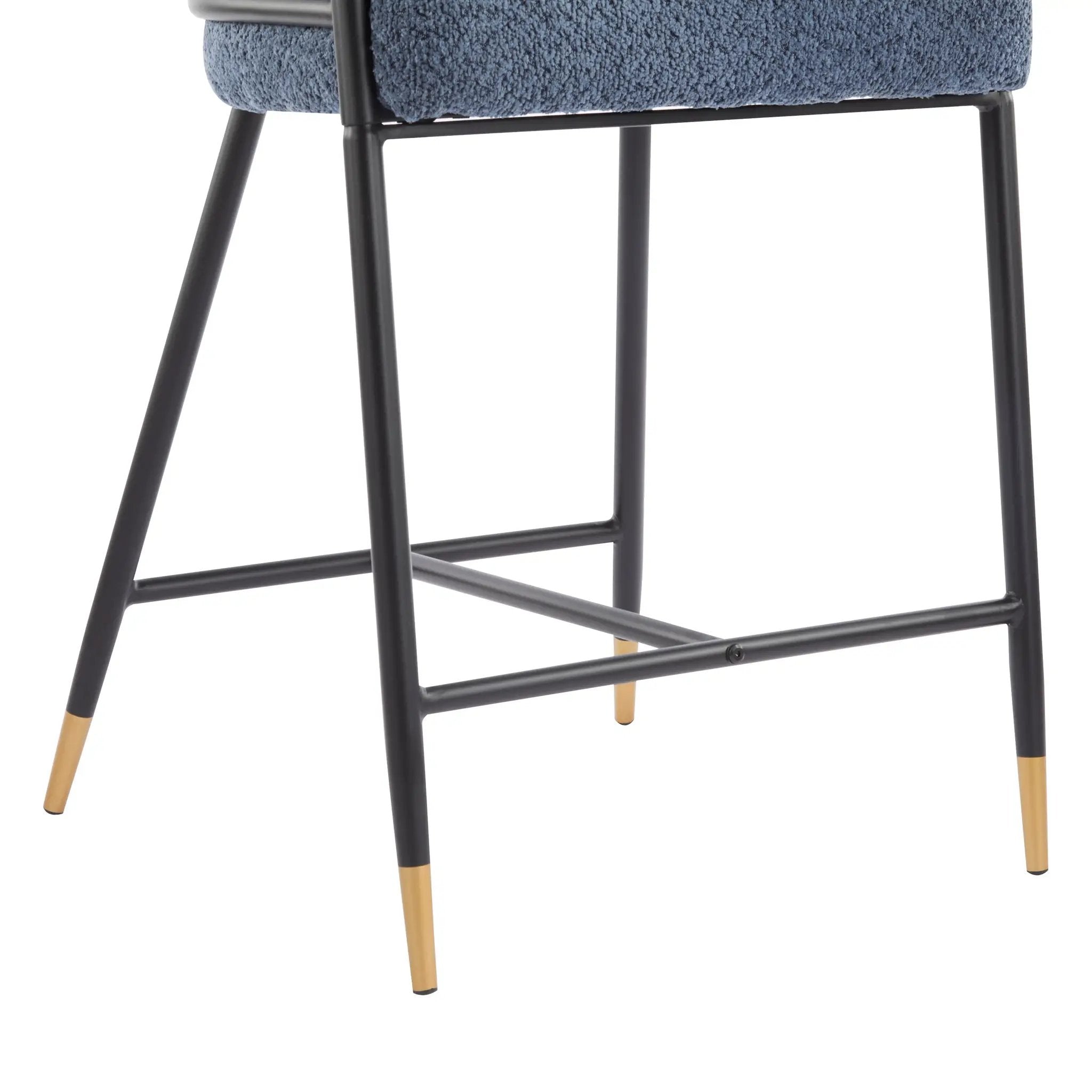 26" H Upholstered Counter Stool with Metal Frame (Set of 2) - Navy by HouseOfZazla