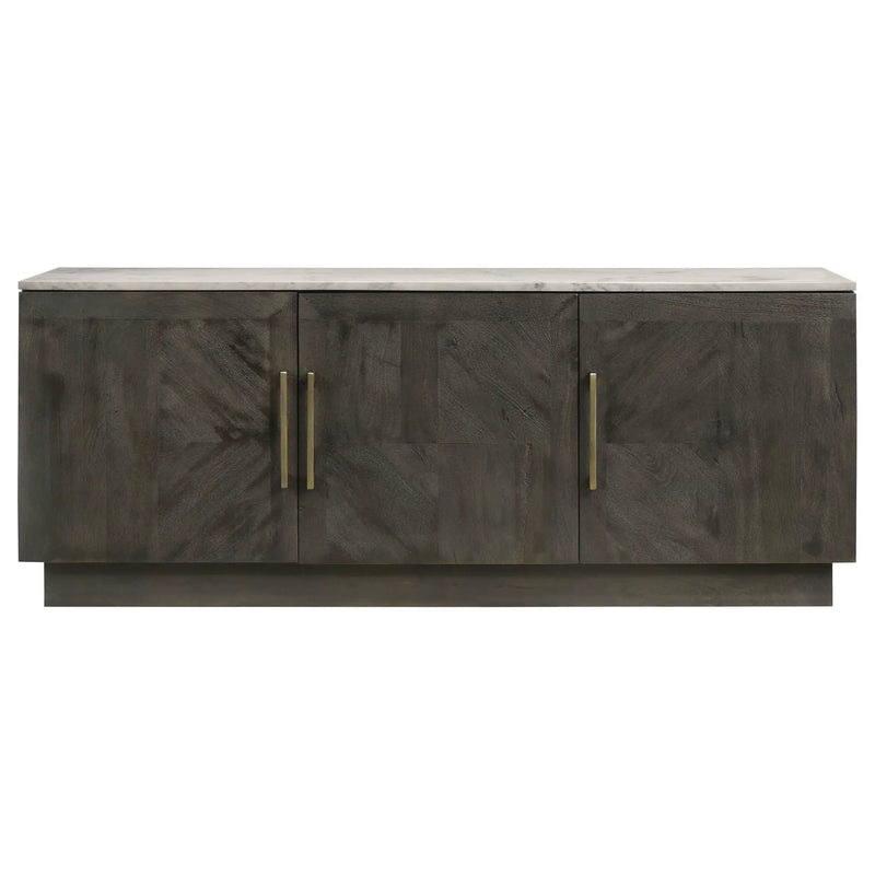 Dennis 3-door Marble Top Sideboard Buffet Tobacco Grey by Unique Piece Furniture