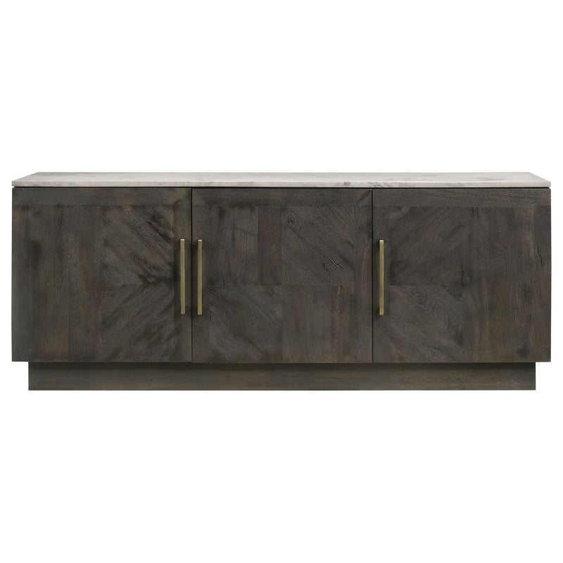 Dennis 3-door Marble Top Sideboard Buffet Tobacco Grey by Unique Piece Furniture