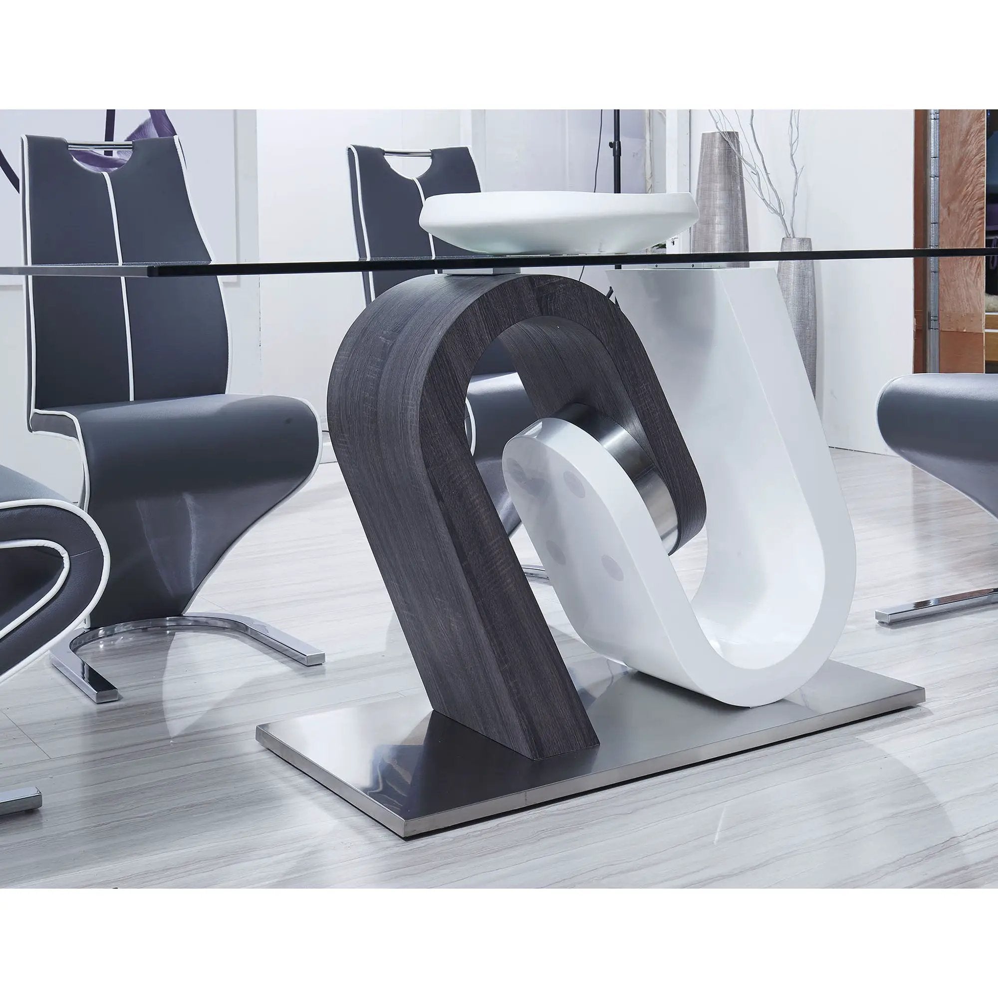 Anne - Dining Table - White / Gray