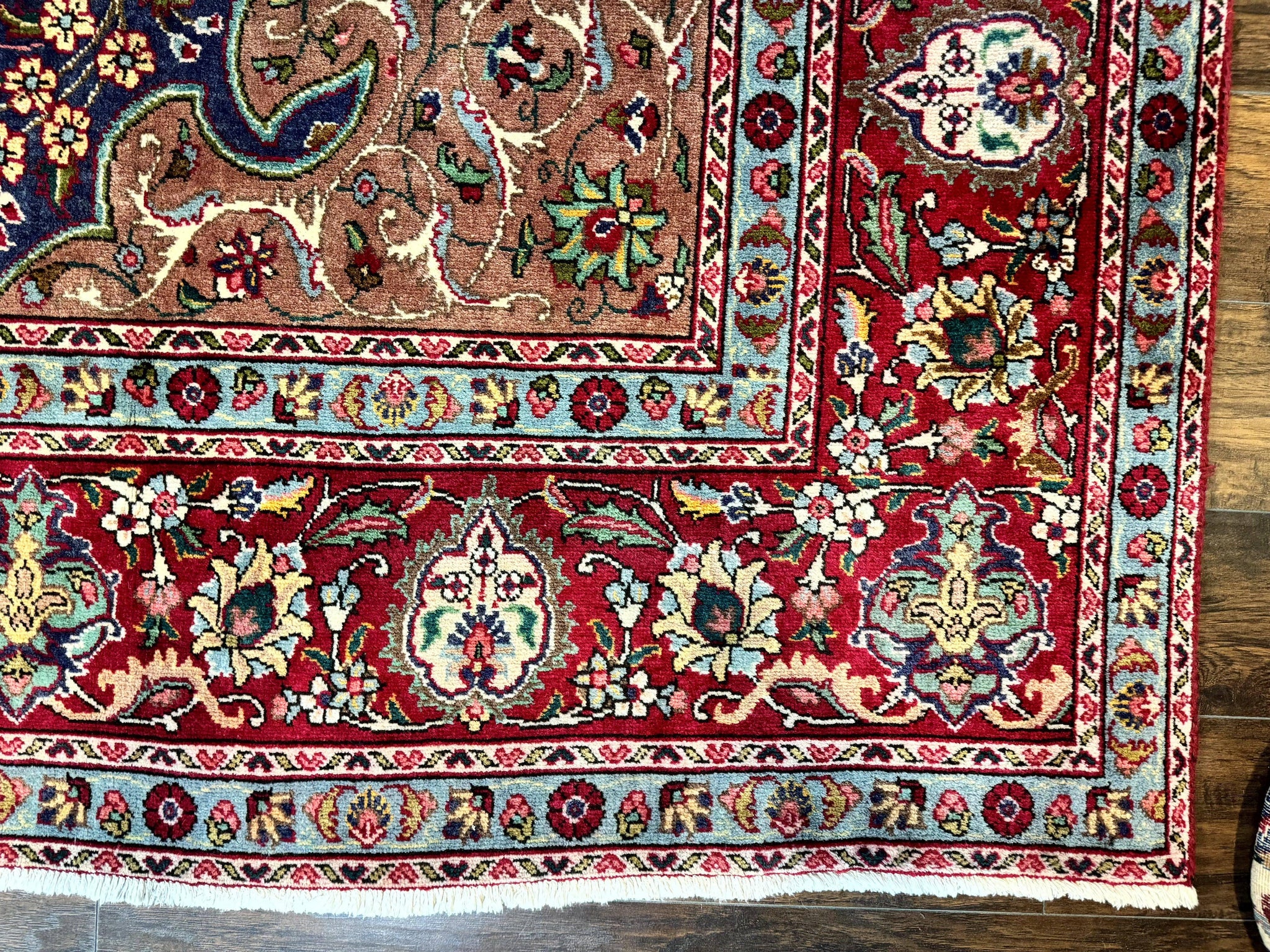 Wonderful Persian Tabriz Rug 10x14, Antique Persian Carpet, Handmade Wool Rug, Floral Medallion, Red Navy Blue, Colorful, Large Persian Area Rug by Jewel Rugs