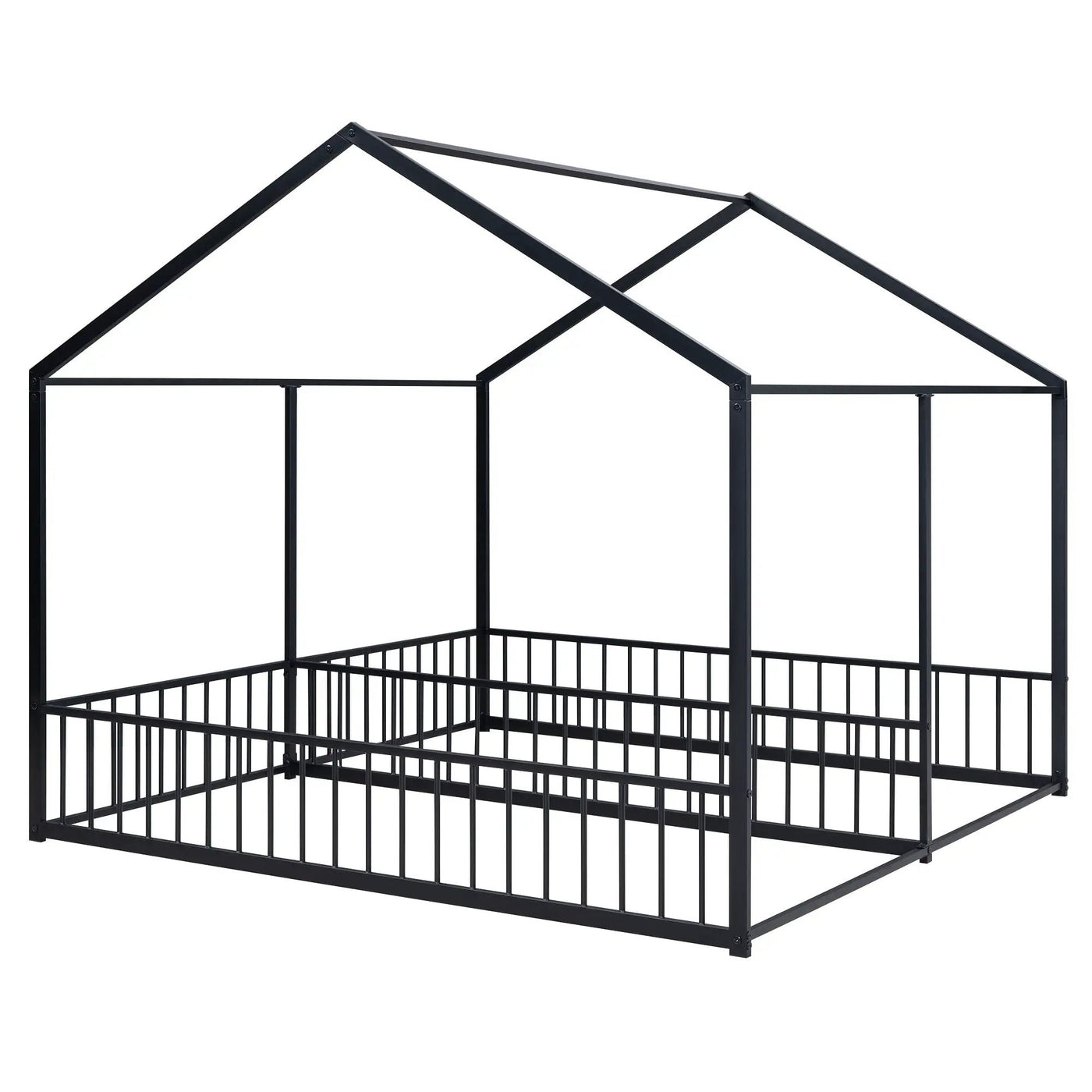 House Platform Beds, 2 Shared Beds, Metal Frame With Guardrails by Unique Piece Furniture