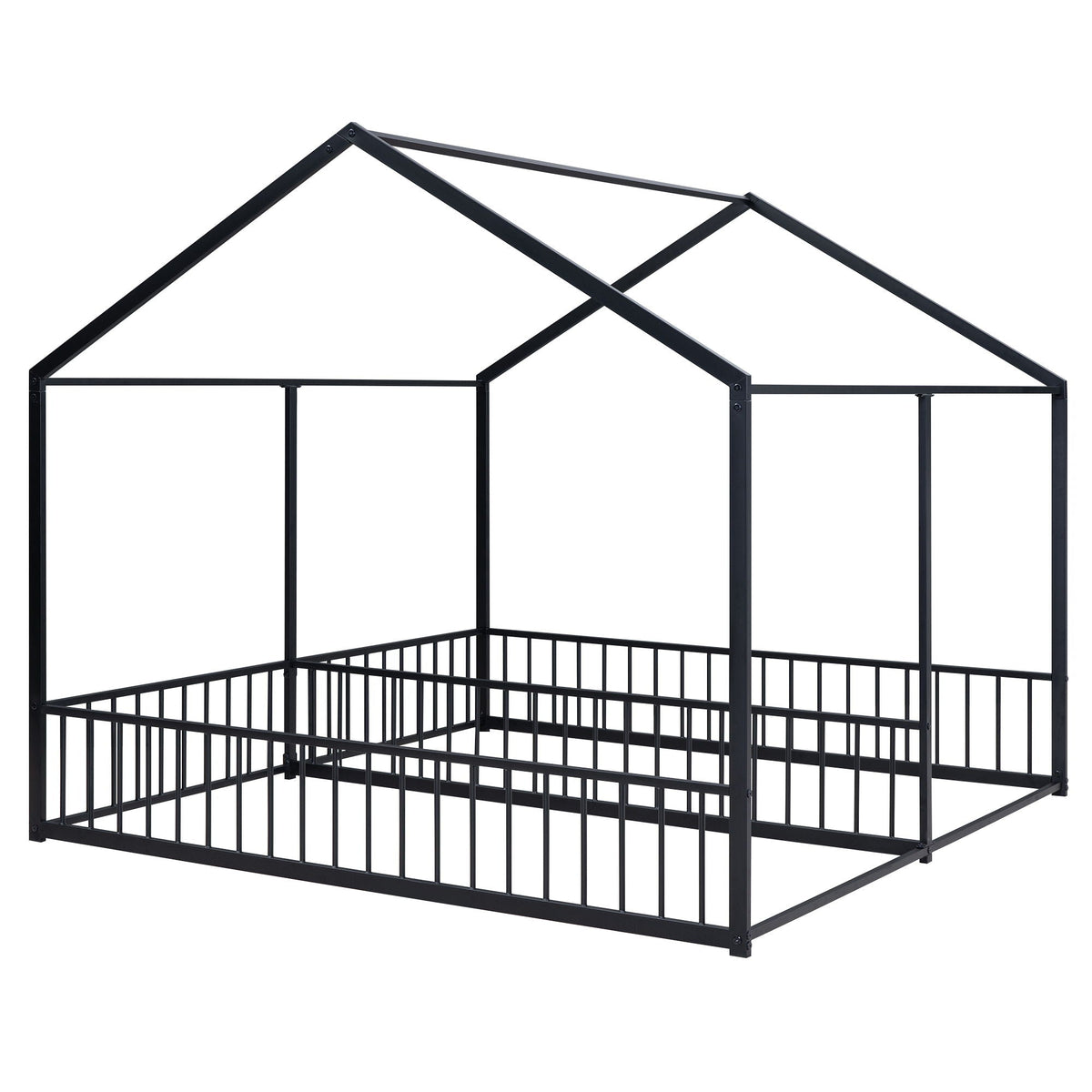 House Platform Beds with Guardrails - Metal, Twin Size, White, Dark Gray, Black, photo 21 of 29