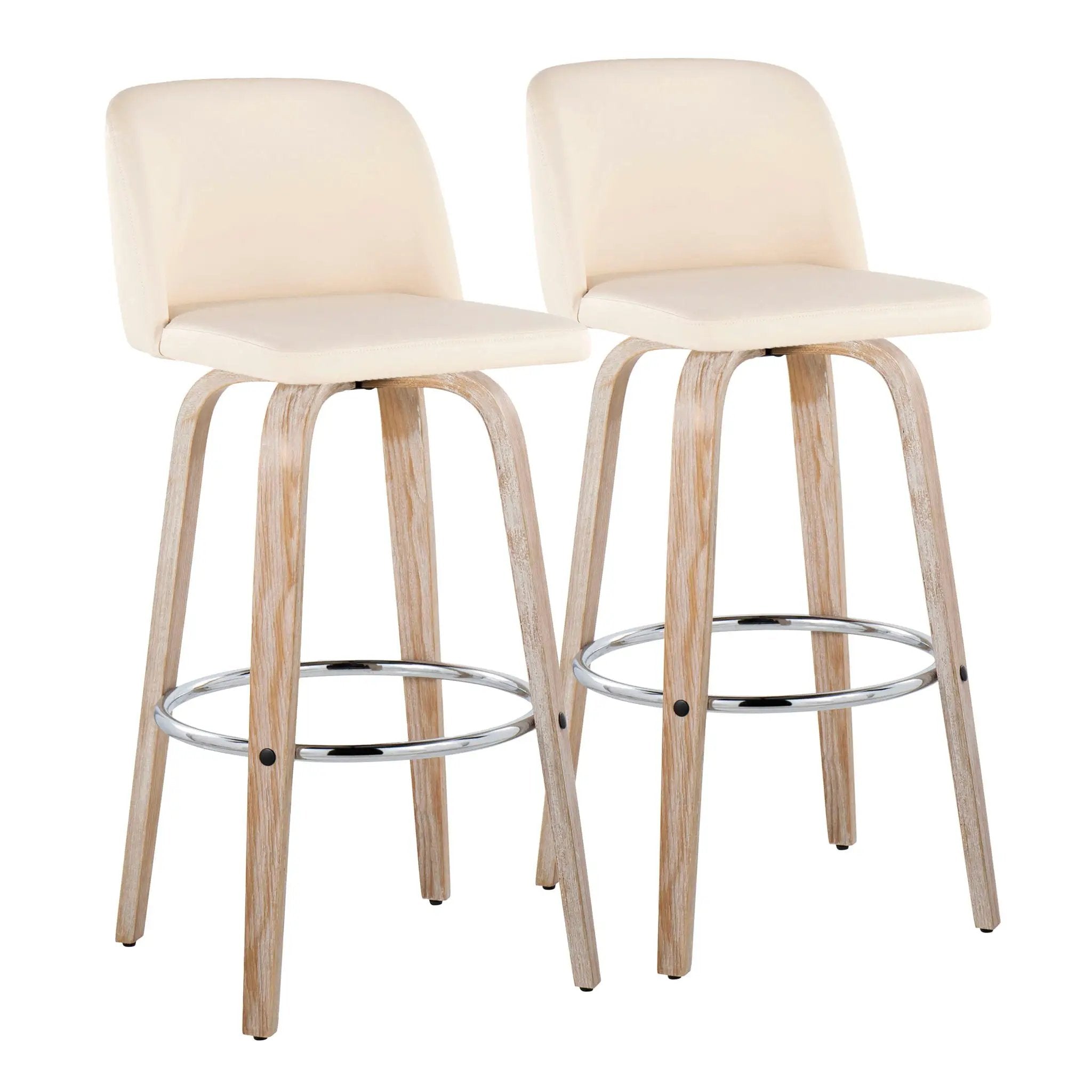 Toriano - Contemporary Fixed Height Barstool With Swivel & Round Footrest (Set of 2) by HouseOfZazla