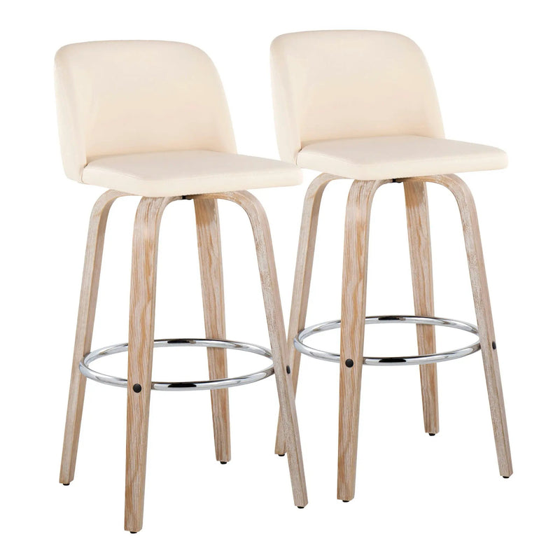 Toriano - Contemporary Fixed Height Barstool With Swivel & Round Footrest (Set of 2) by HouseOfZazla