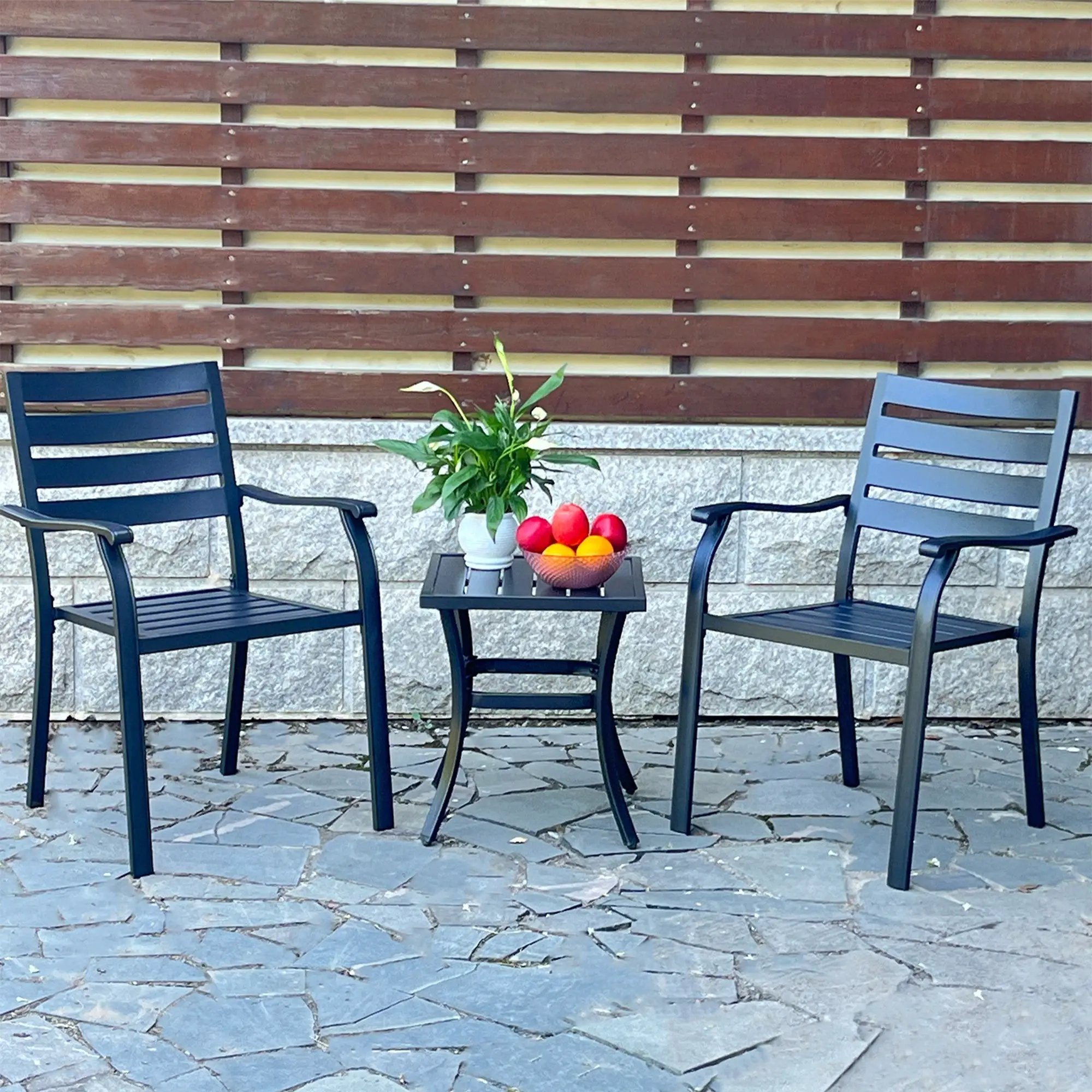 VRSHWO Iron Terrace Dining Chairs Set of 2 - Black by HouseOfZazla