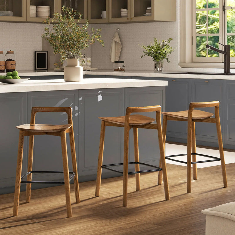Sven - Modern Minimalist Low Back Counter Stool - Dark Brown Walnut by Unique Piece Furniture