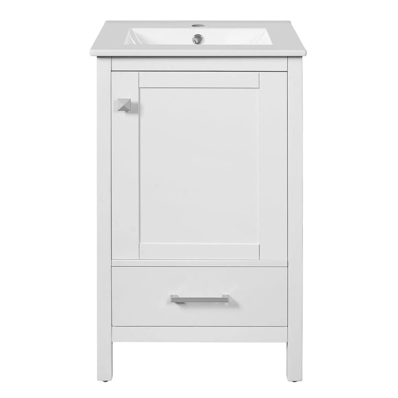 Bathroom Vanity With Ceramic Sink, Soft Close Drawers, Door Organizer, Divider Drawer, Adjustable Foot Pads by HouseOfZazla
