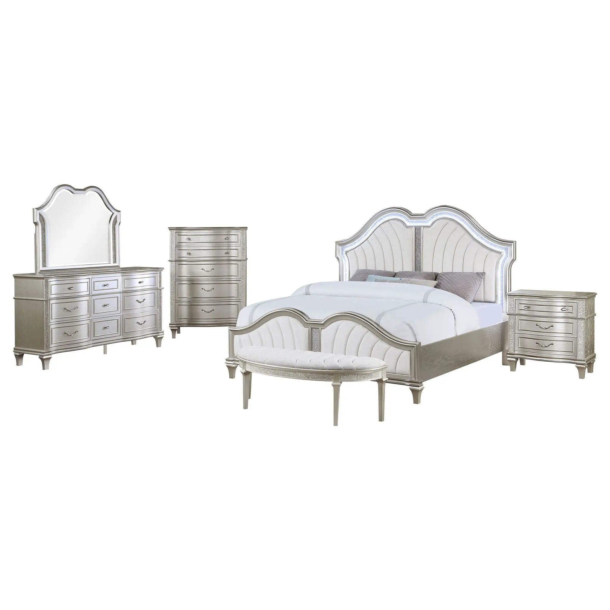 Evangeline 5-piece California King Bedroom Set Silver Oak by Unique Piece Furniture