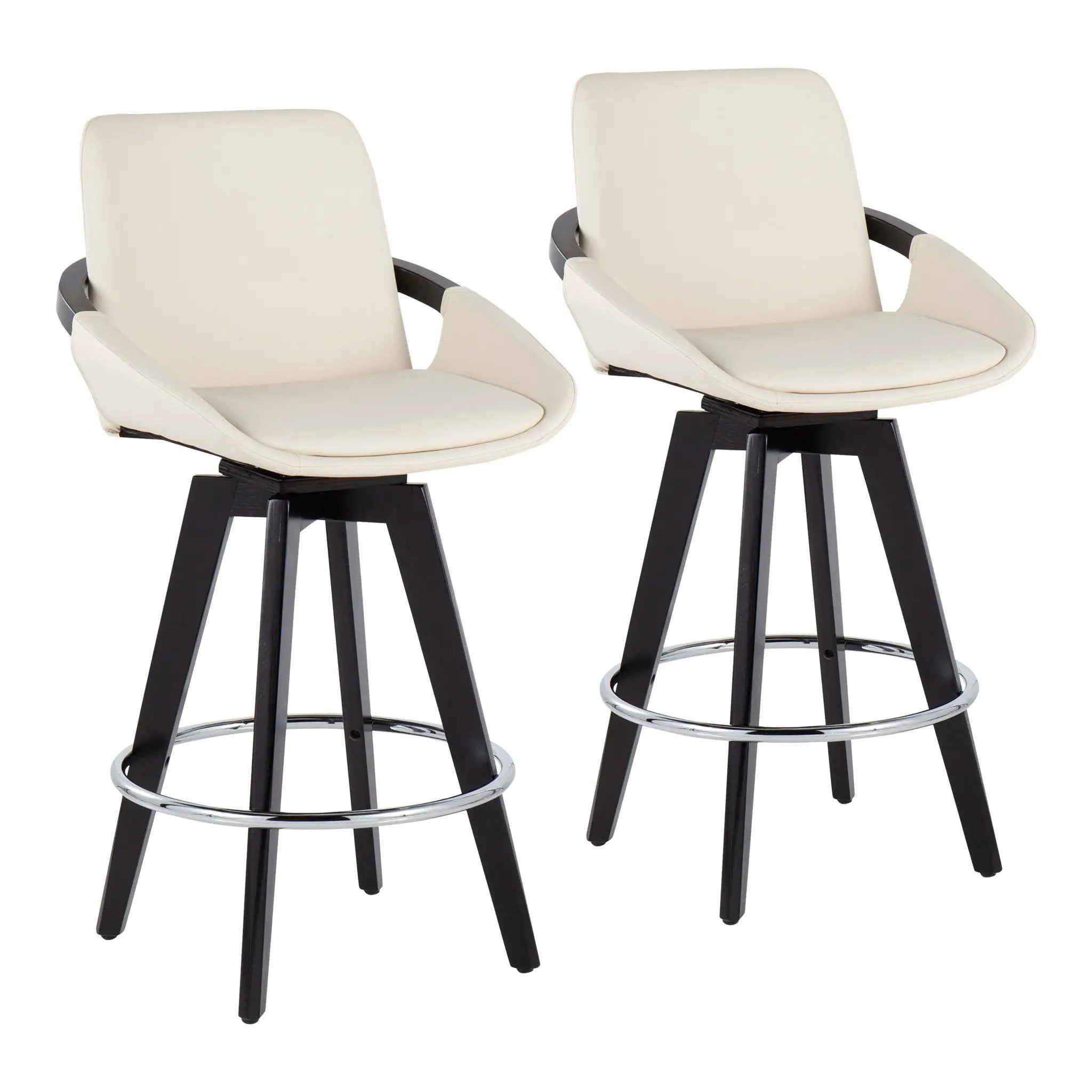 Cosmo - Contemporary Fixed Height Counter Stool With Swivel And Round Footrest (Set of 2) by HouseOfZazla