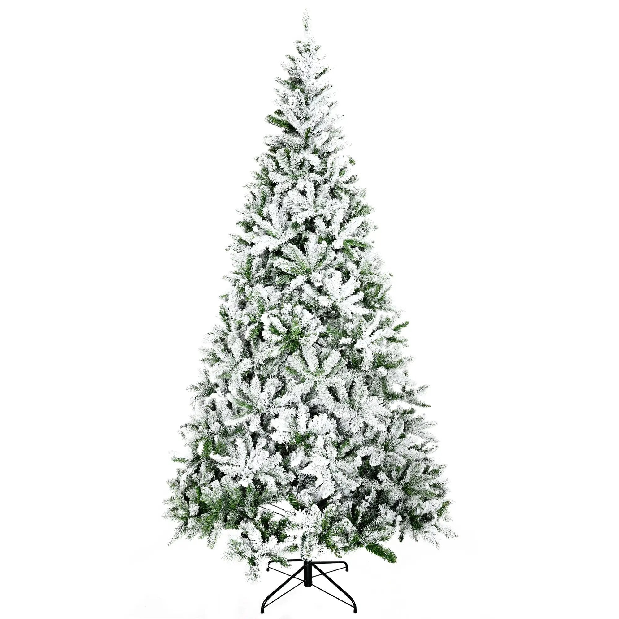 HOMCOM 9' Tall Unlit Snow Flocked Pine Artificial Christmas Tree by HouseOfZazla