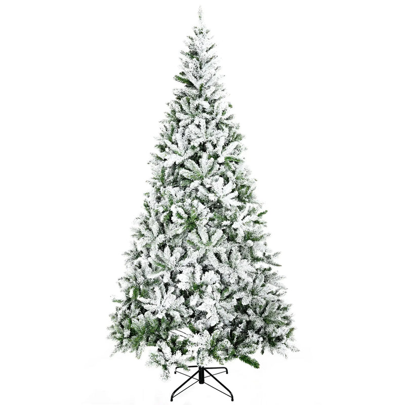 HOMCOM 9' Tall Unlit Snow Flocked Pine Artificial Christmas Tree by HouseOfZazla