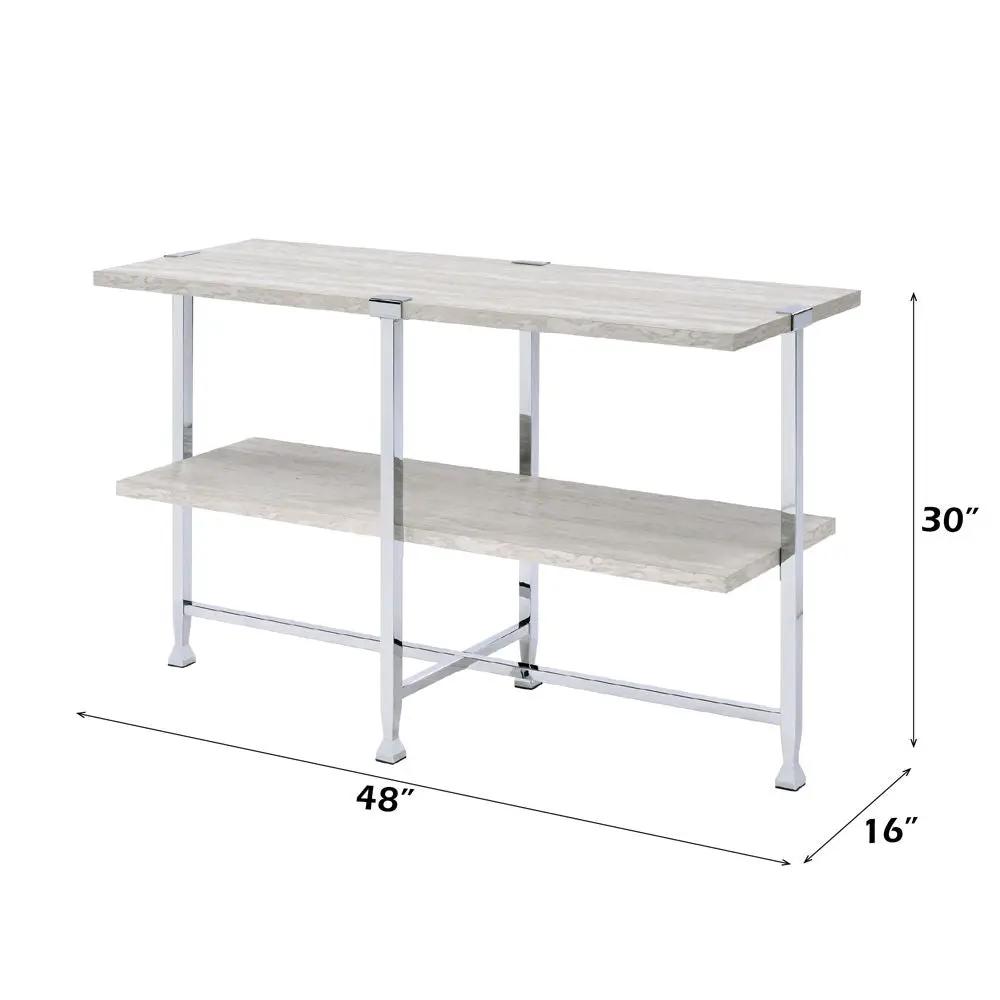 Brecon - Sofa Table - White Oak & Chrome by Unique Piece Furniture