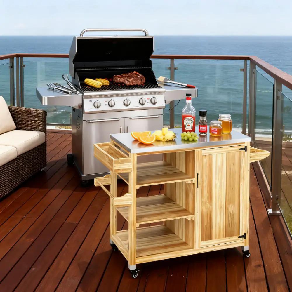 Versatile Storage Cabinets with Stainless Steel Top and Wheels by HouseOfZazla