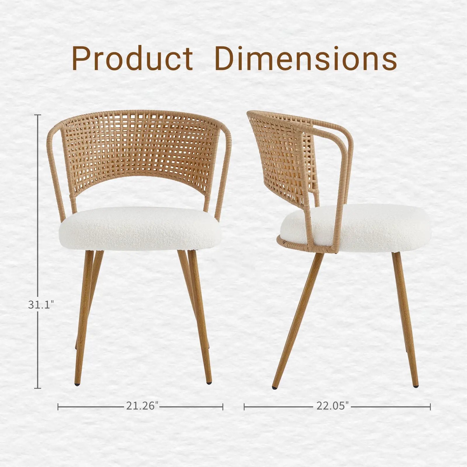 Dining Chairs With Wing Back Design For Kitchen (Set of 2) - Beige / Brown by HouseOfZazla
