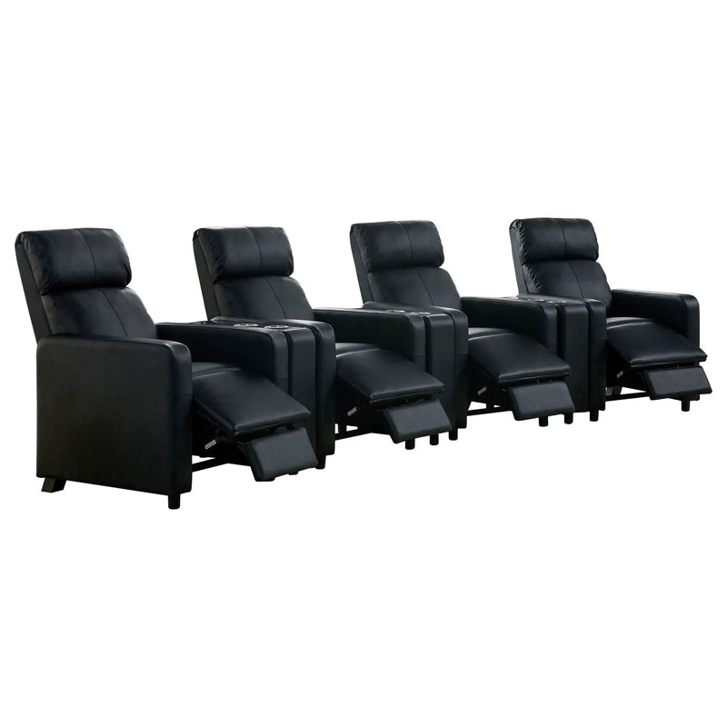 Toohey Upholstered Tufted Recliner Living Room Set Black by Unique Piece Furniture