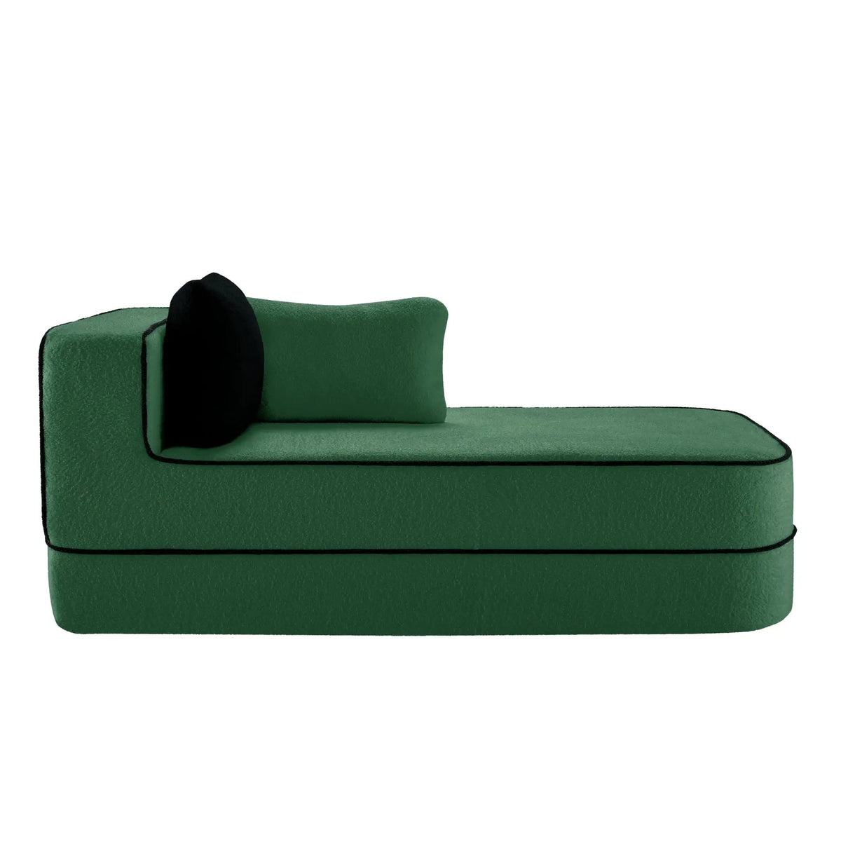 ELYSEES Right Chaise Sofa W/Pillows Teddy Fabric - Green by HouseOfZazla