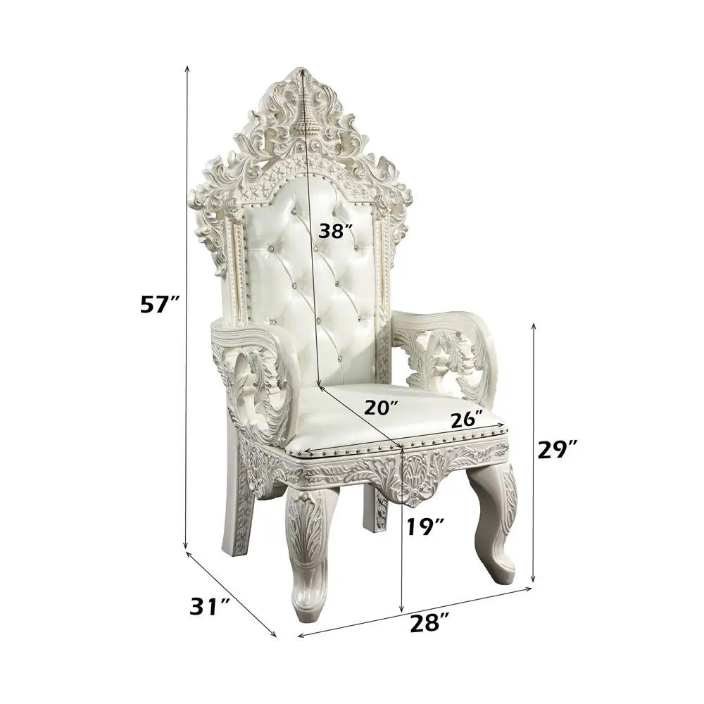 Adara - Arm Chair (Set of 2) - Pearl White Synthetic Leather & Antique White by Unique Piece Furniture