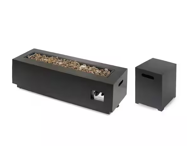 RECTANGULAT IRON FIRE PIT-50 000BTU WITH TANK HOLDER by HouseOfZazla